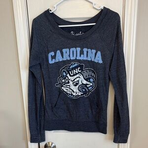 Pressbox Blue and Gray Crew Neck Sweatshirt with UNC Carolina Emblem